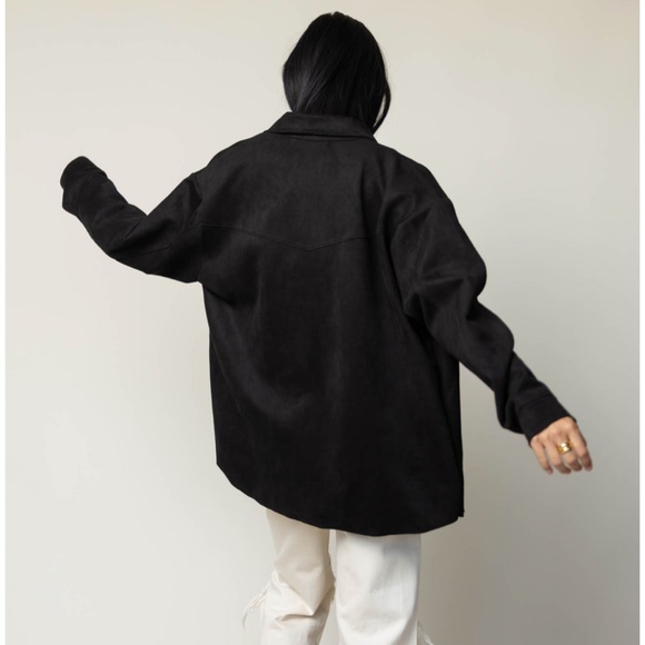 bohme | Faux Suede Shacket (Black) - Picture 2 of 6